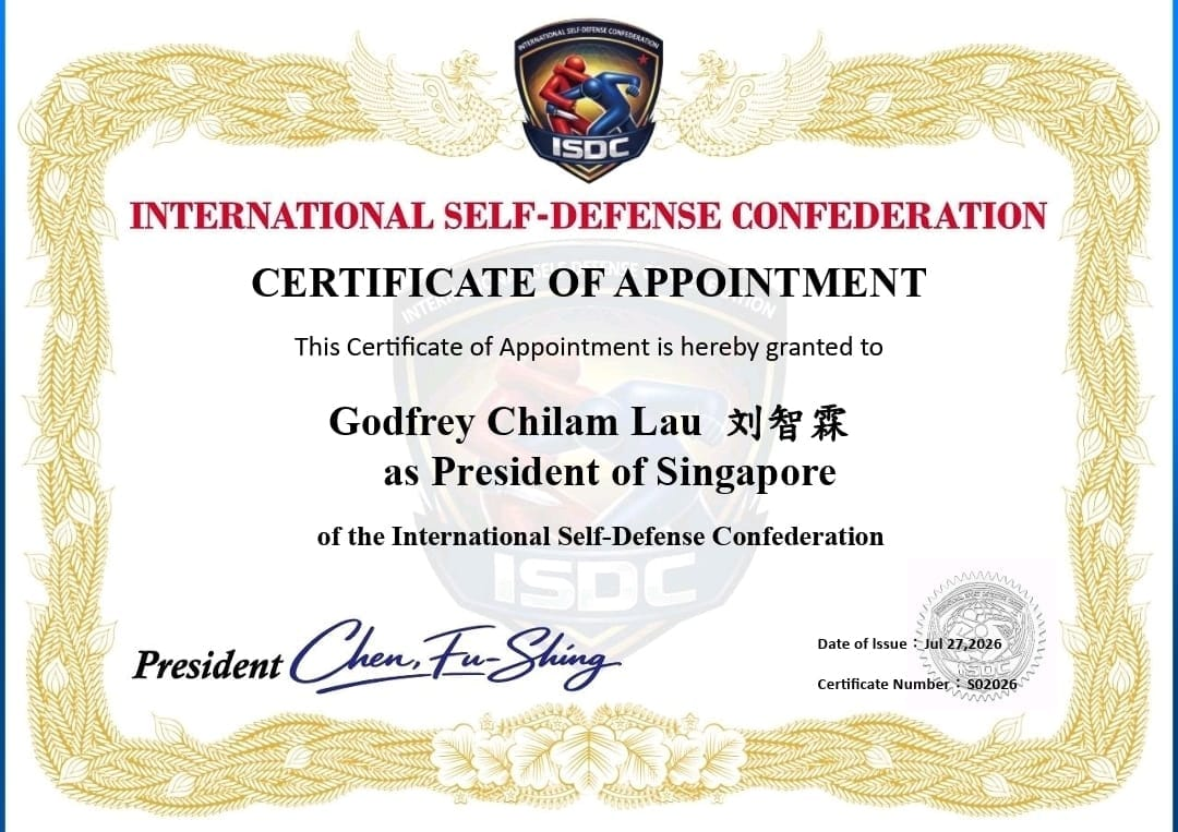 ISDC Certificate of Appointment — Godfrey Chilam Lau as President of Singapore