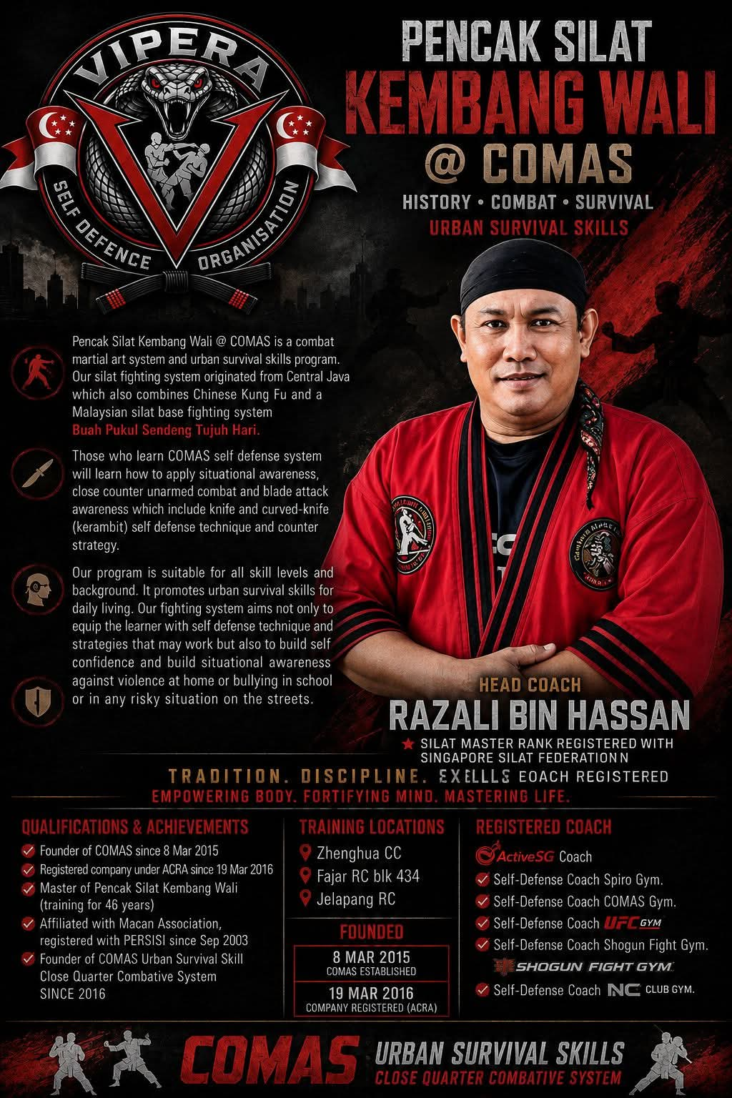 Head Coach Razali Bin Hassan, Pencak Silat Kembang Wali @ COMAS