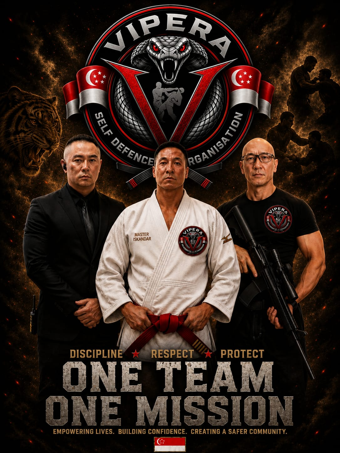 Vipera Self Defence Organisation — Derek Ng, Master Iskandar Bin Saim and Godfrey Chilam Lau, One Team One Mission